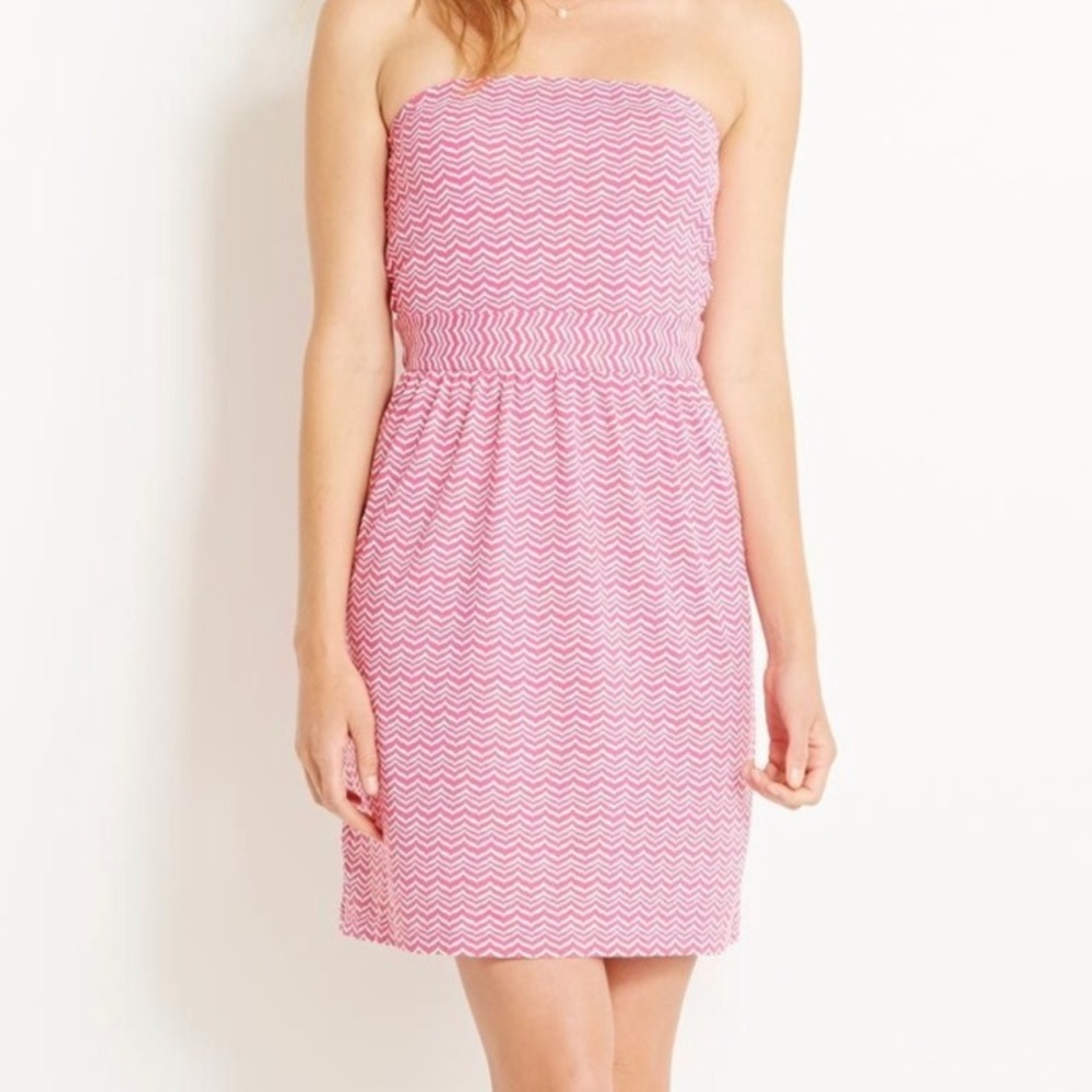 Vineyard Vines whale tail pink strapless dress